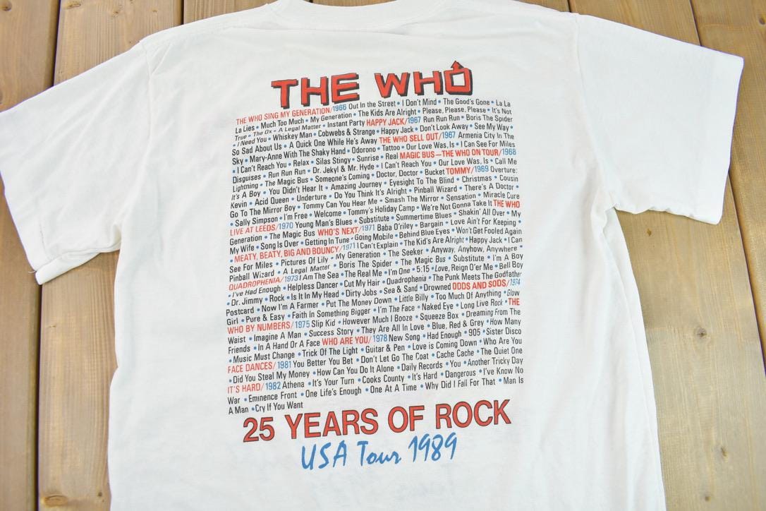 Vintage 1989 The Who The Kids Are Alright Tour Band T-shirt
