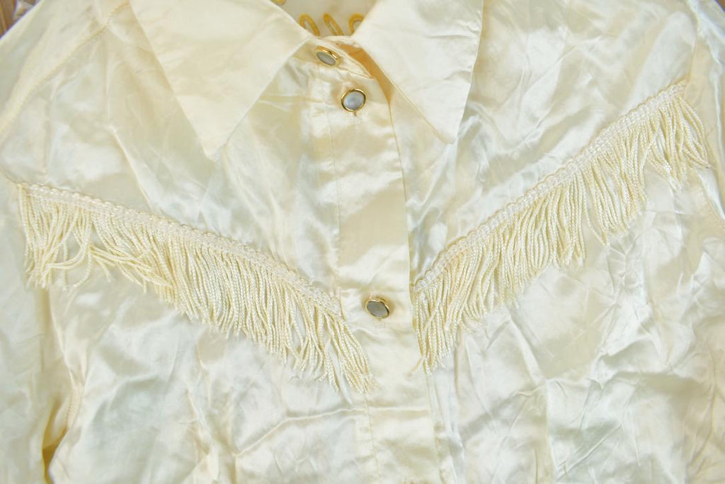 Vintage 1980s Happy Trails Satin Button Up Cowboy Shirt