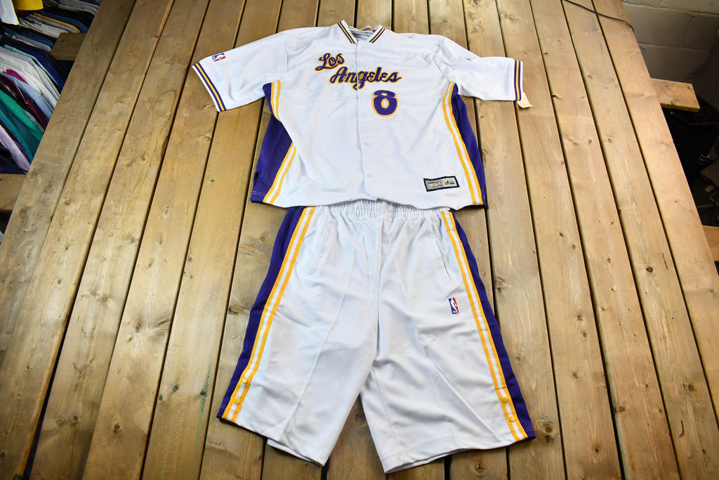 Vintage Deadstock Y2K Hardwood Classics Kobe Bryant LA Lakers NBA Basketball Embroidered Warmup Jacket & Shorts Set