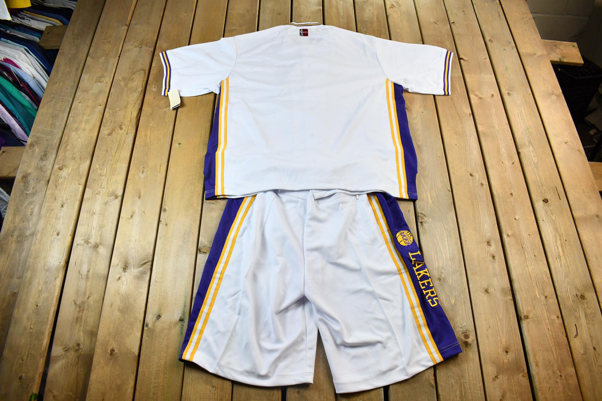 Vintage Deadstock Y2K Hardwood Classics Kobe Bryant LA Lakers NBA Basketball Embroidered Warmup Jacket & Shorts Set
