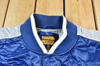 Vintage 1990s Bigman Sports New Jersey Nets NBA Basketball Embroidered Snap Button Satin Bomber Jacket