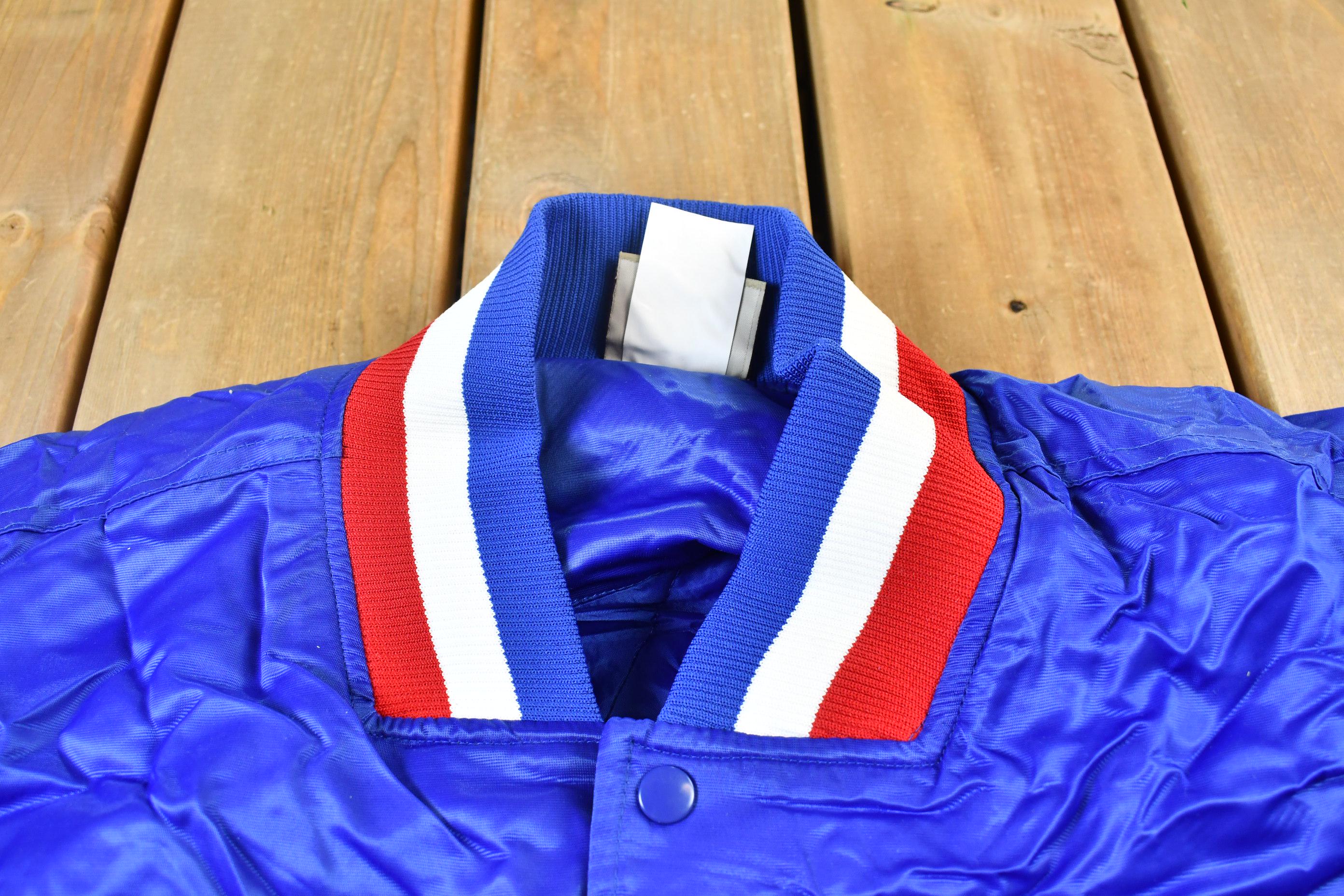 Vintage 1990s Hardwood Classics Kansas City Kings NBA Basketball Embroidered Snap Button Satin Bomber Jacket