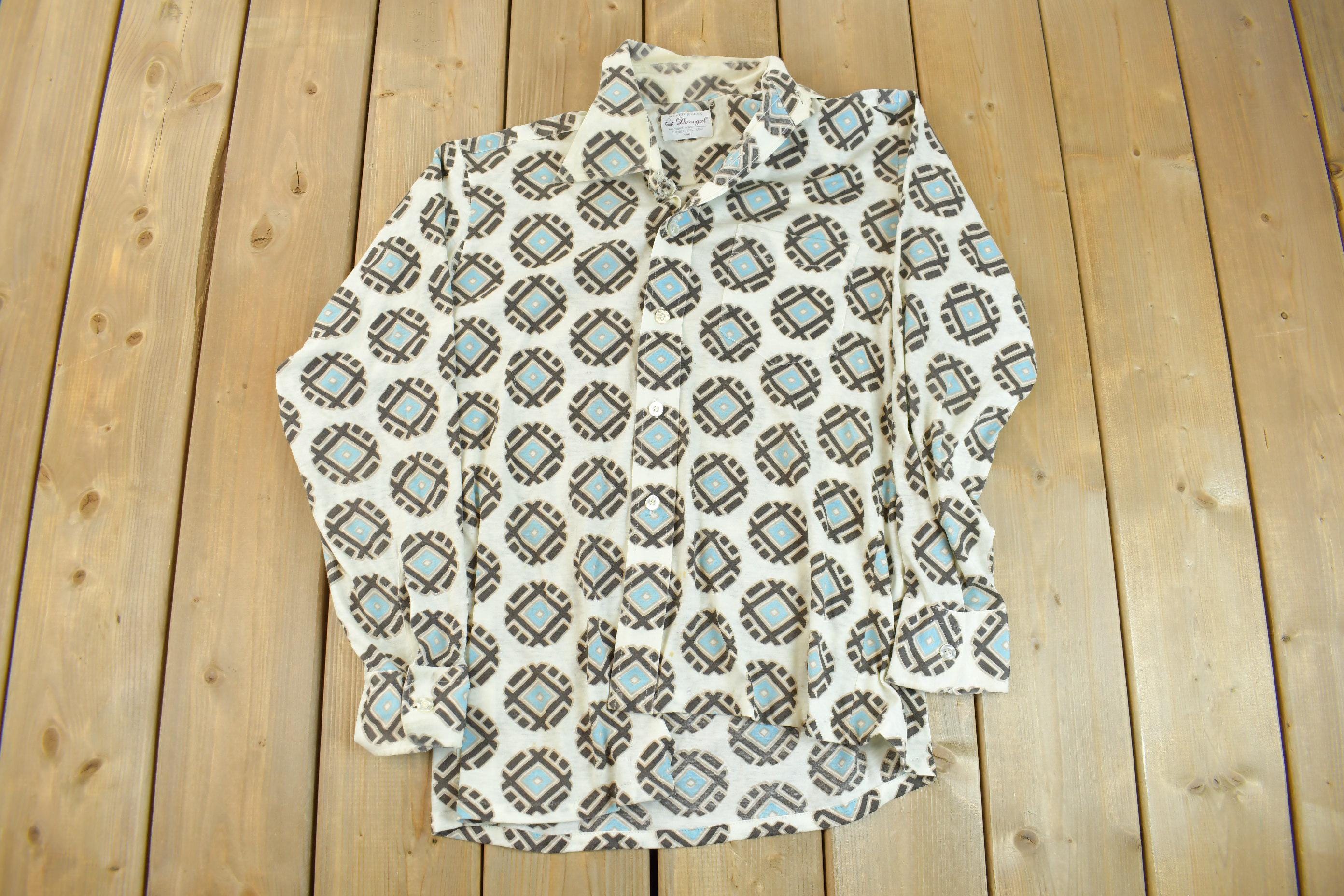 Vintage 1970s Donegal All Over Print Psychedelic Style Button-Up Shirt