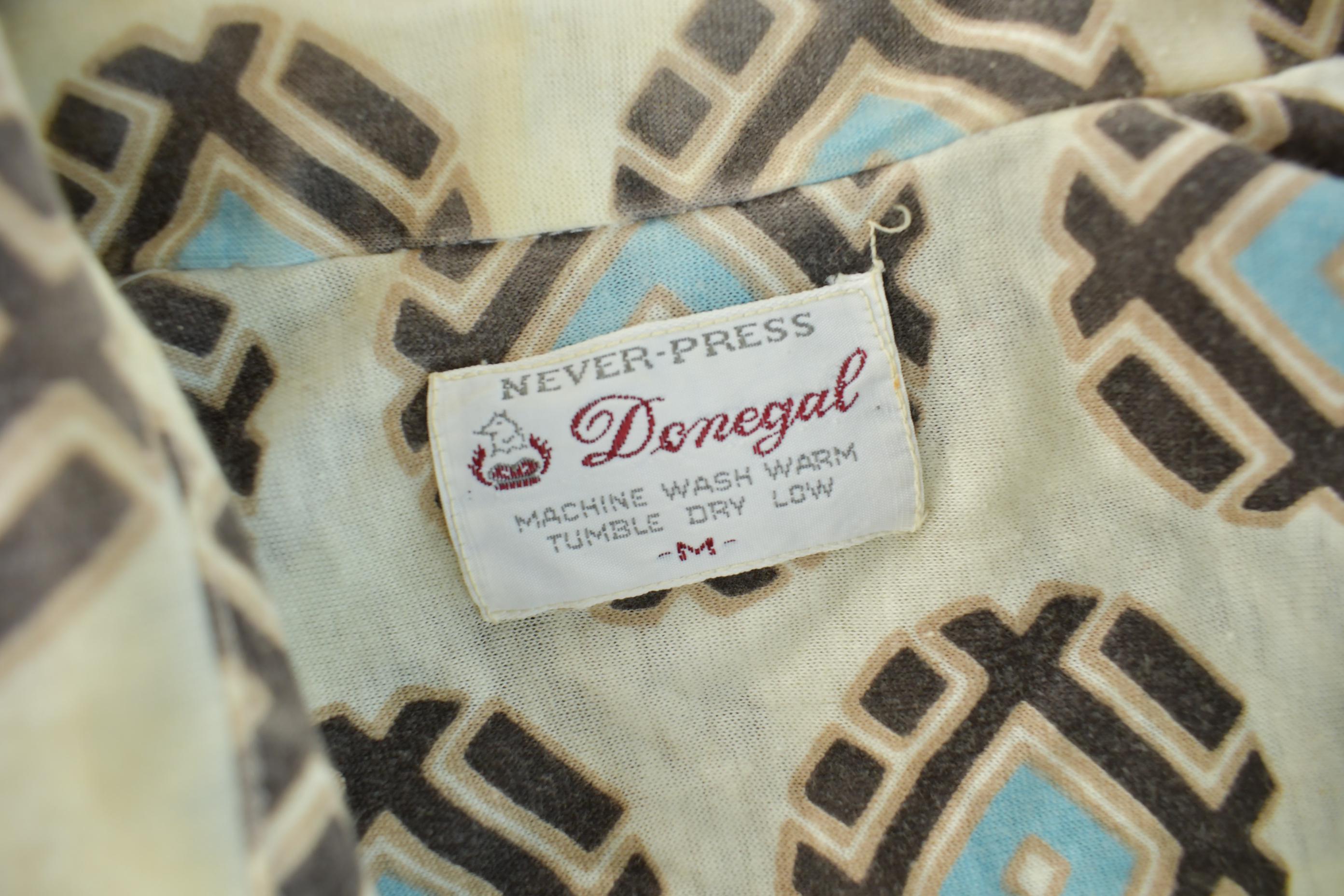 Vintage 1970s Donegal All Over Print Psychedelic Style Button-Up Shirt