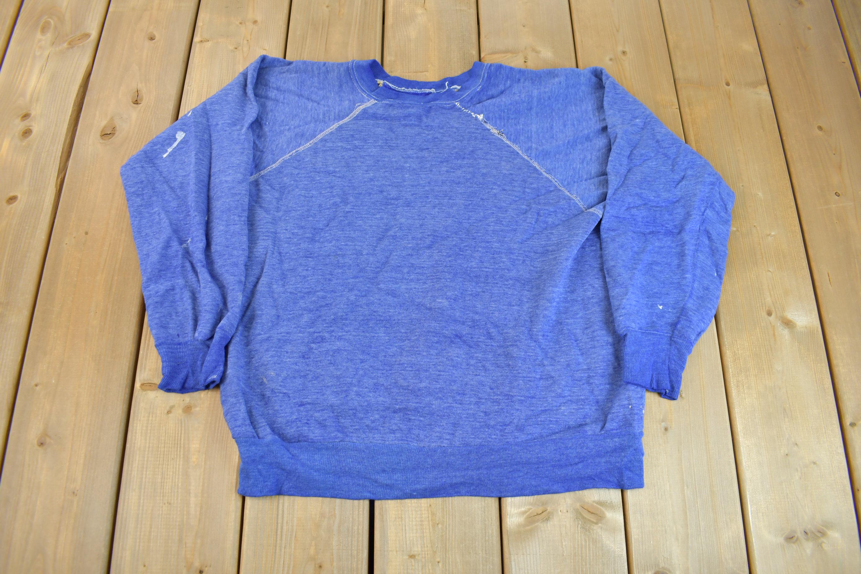 Vintage 1960s Blank Faded Blue Crewneck Sweatshirt