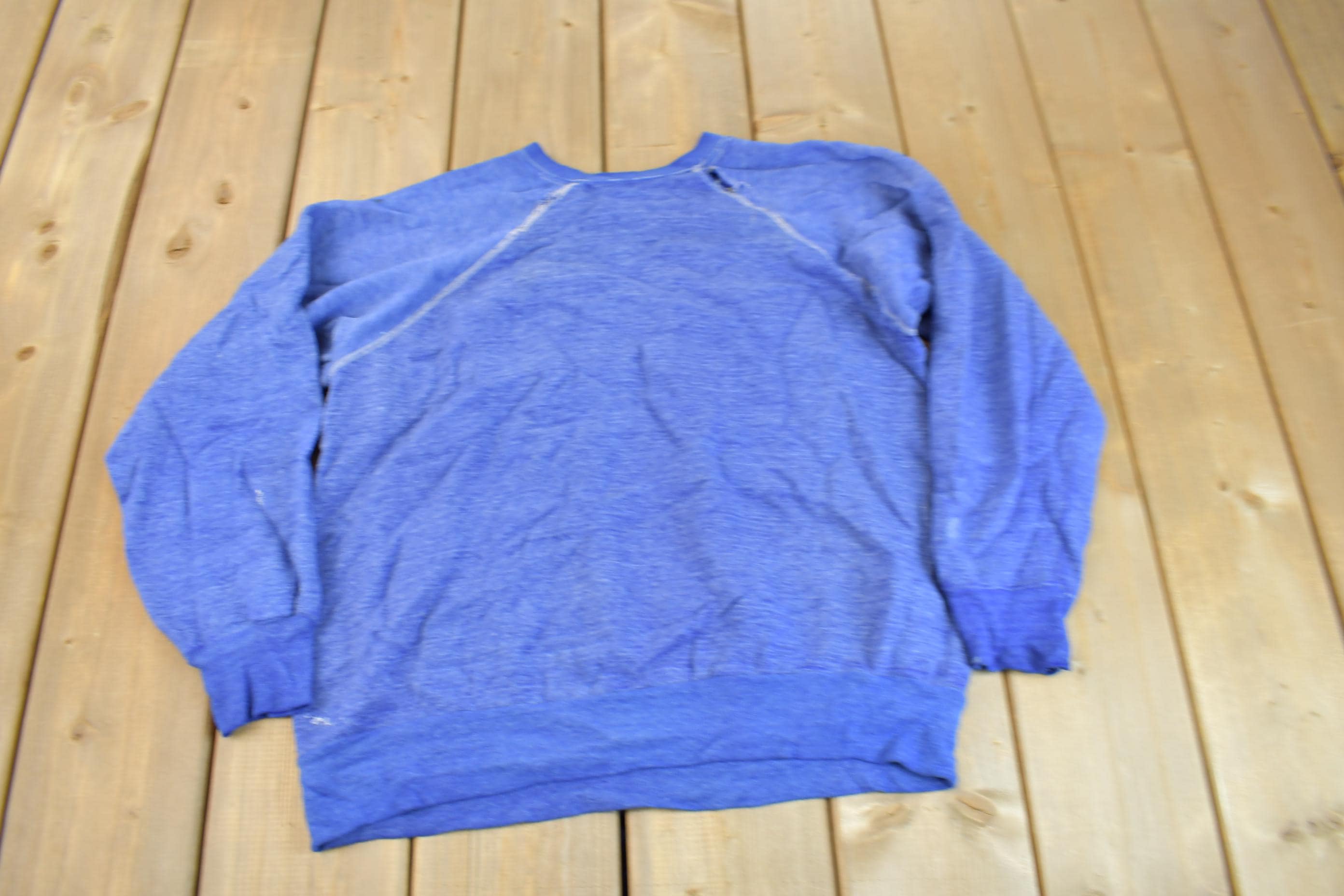 Vintage 1960s Blank Faded Blue Crewneck Sweatshirt