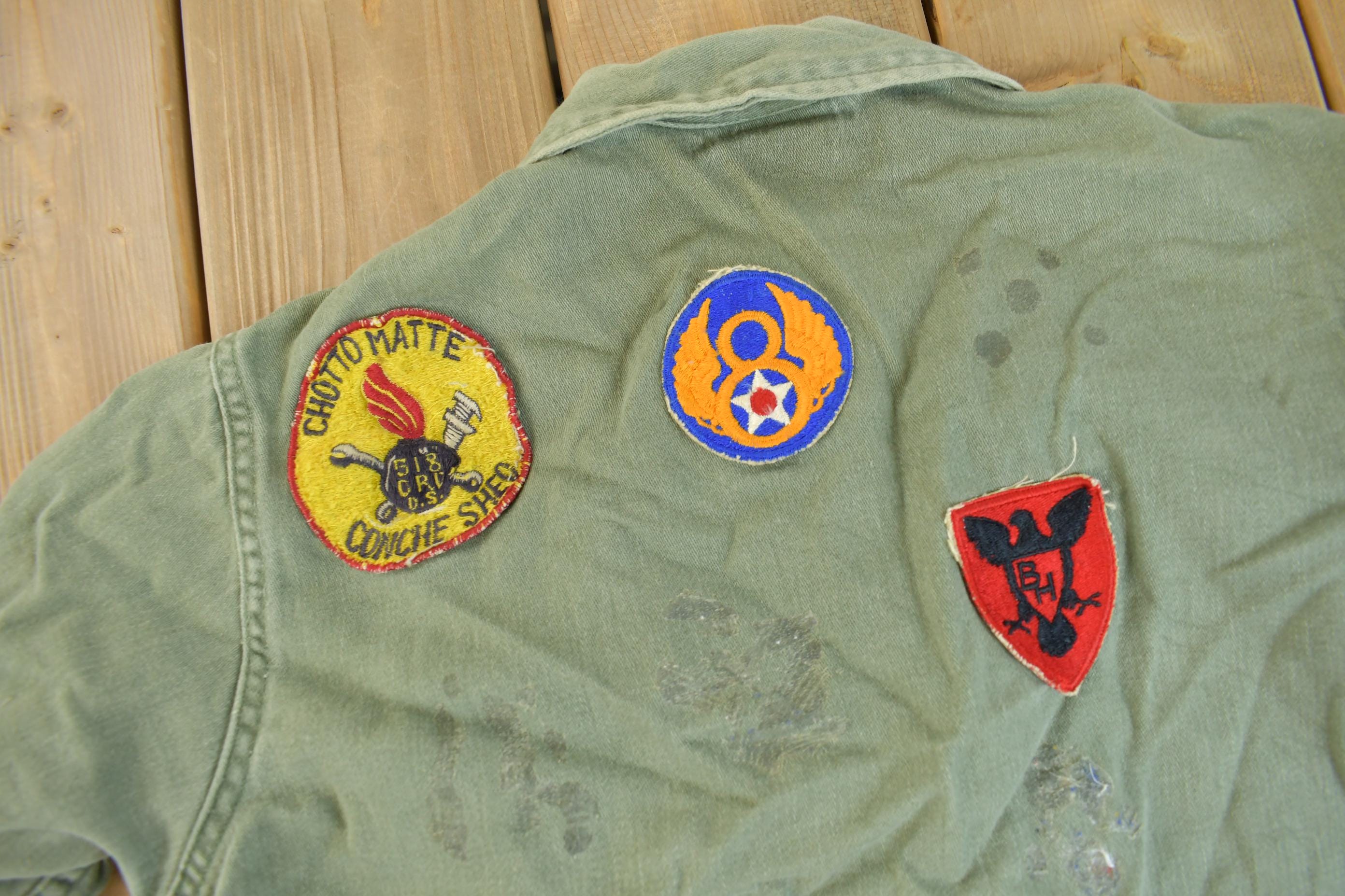 Vintage 1960s US Military Patchwork Sateen Shirt
