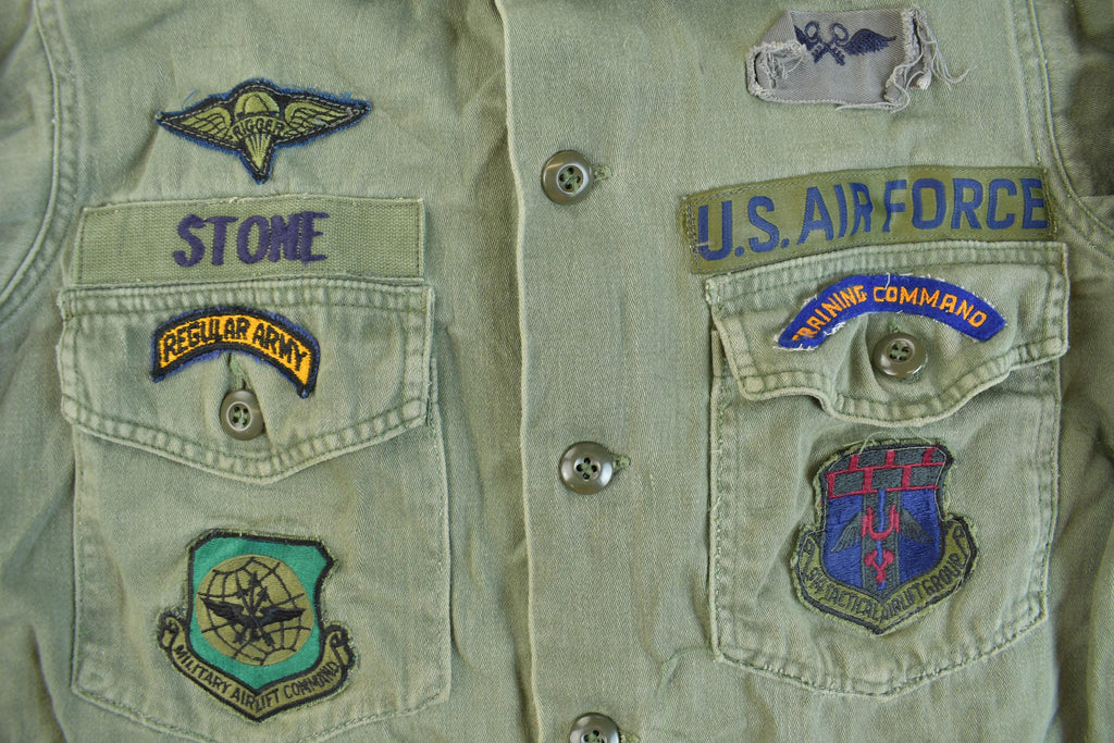 Vintage 1960s US Military Patchwork Sateen Shirt