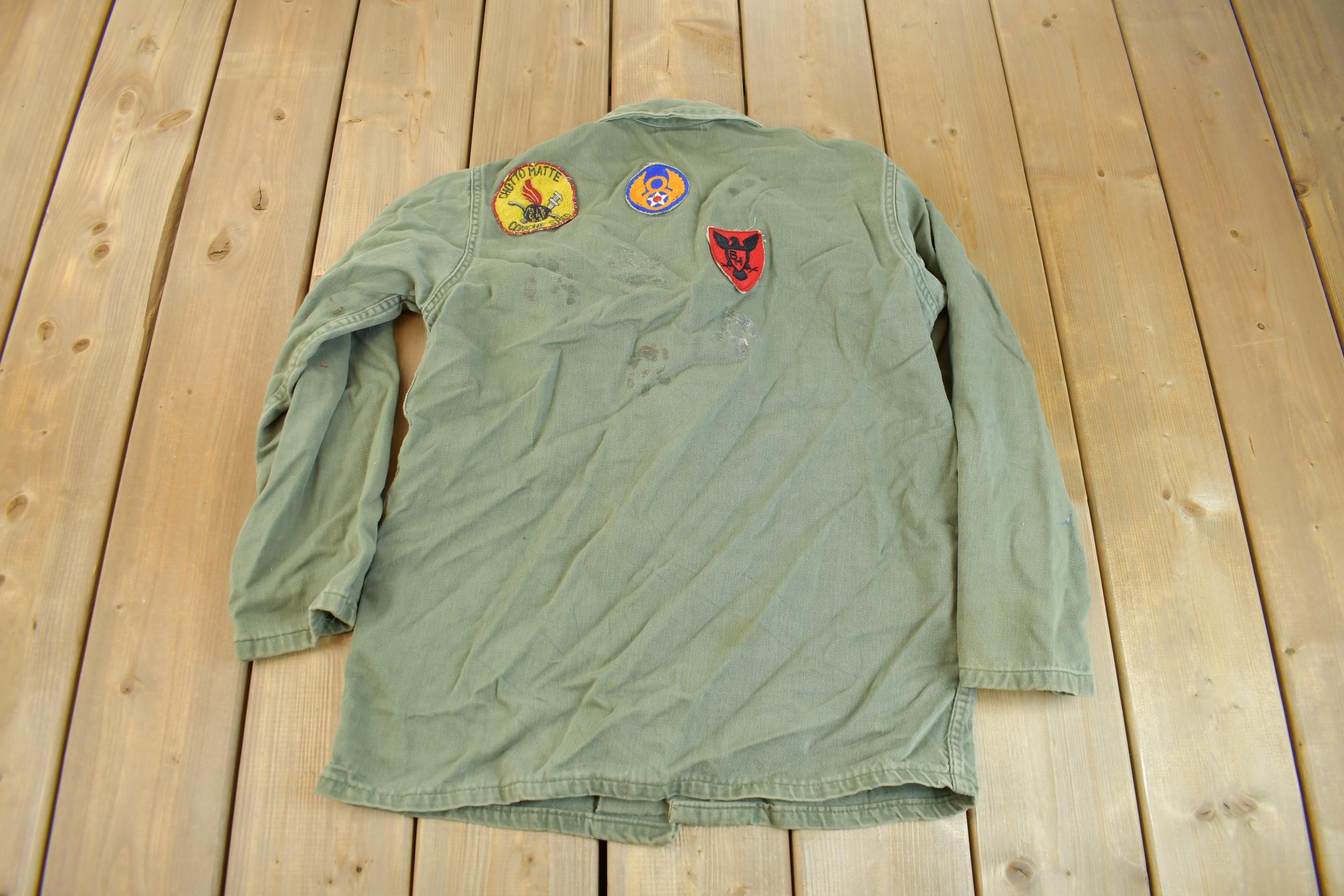 Vintage 1960s US Military Patchwork Sateen Shirt