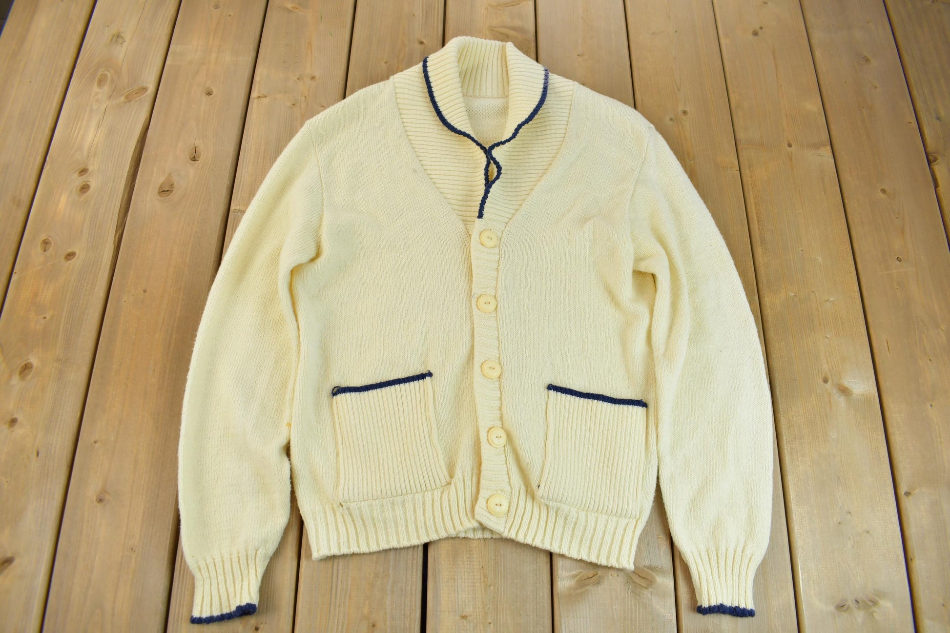 Vintage 1950s Shawl Collar Knit Cardigan Sweater