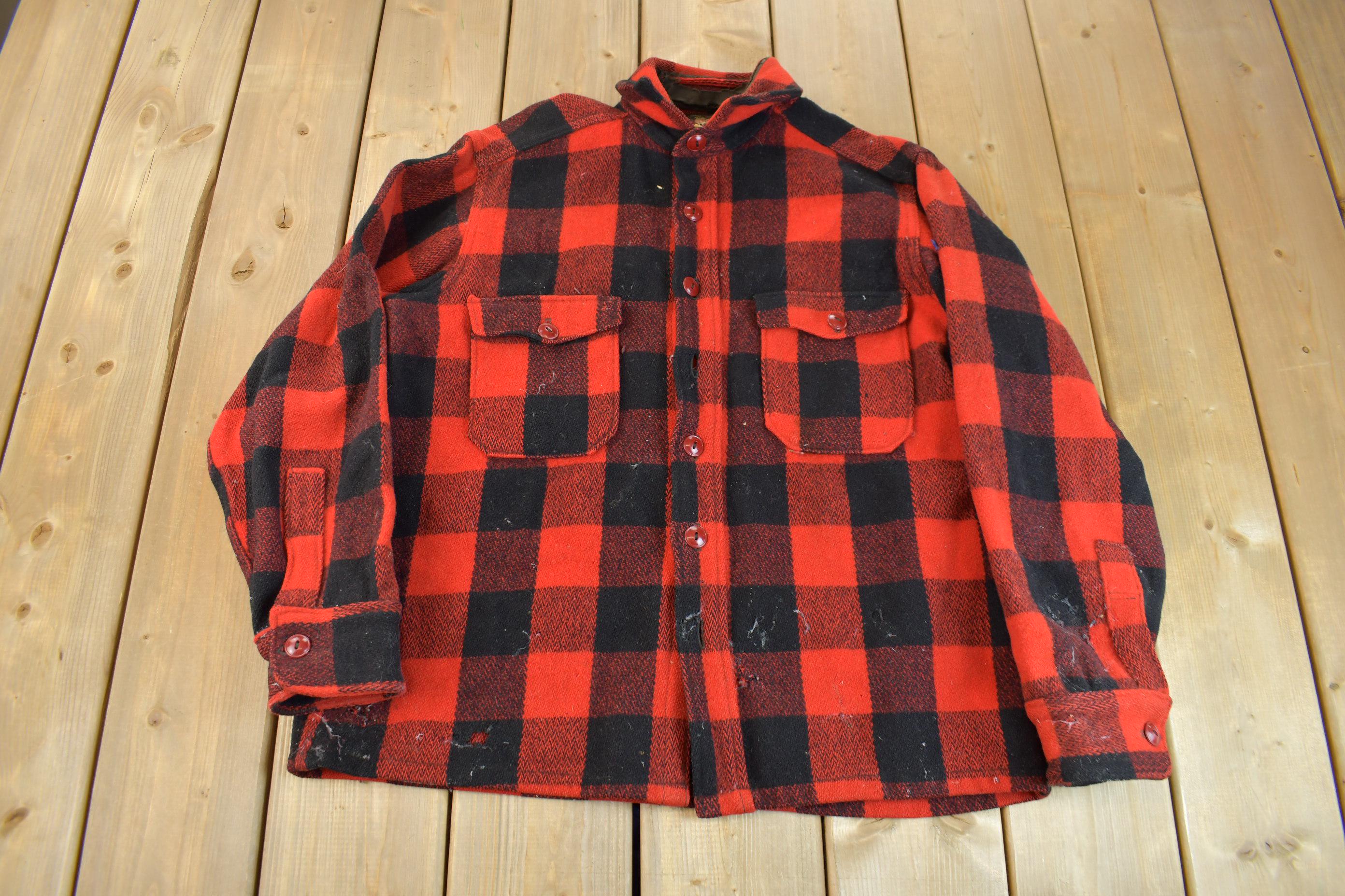 Vintage 1950s Woolrich Buffalo Plaid Wool Shacket