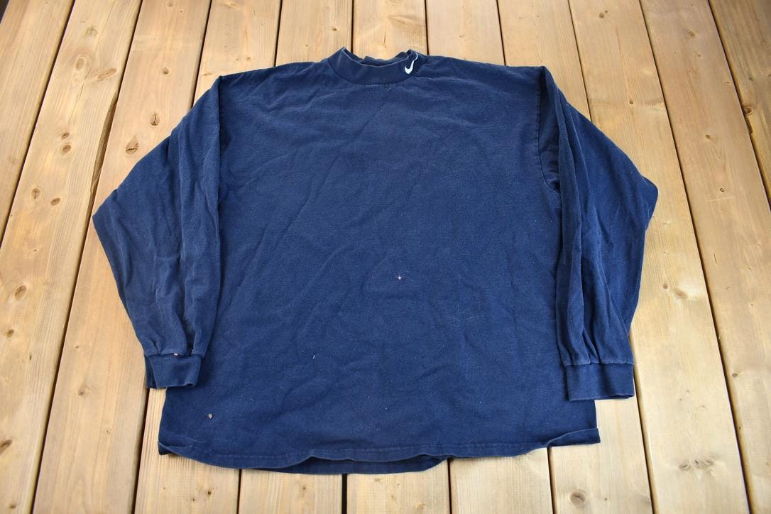 Vintage 1990s Nike Embroidered Mini Swoosh Mock Neck Shirt