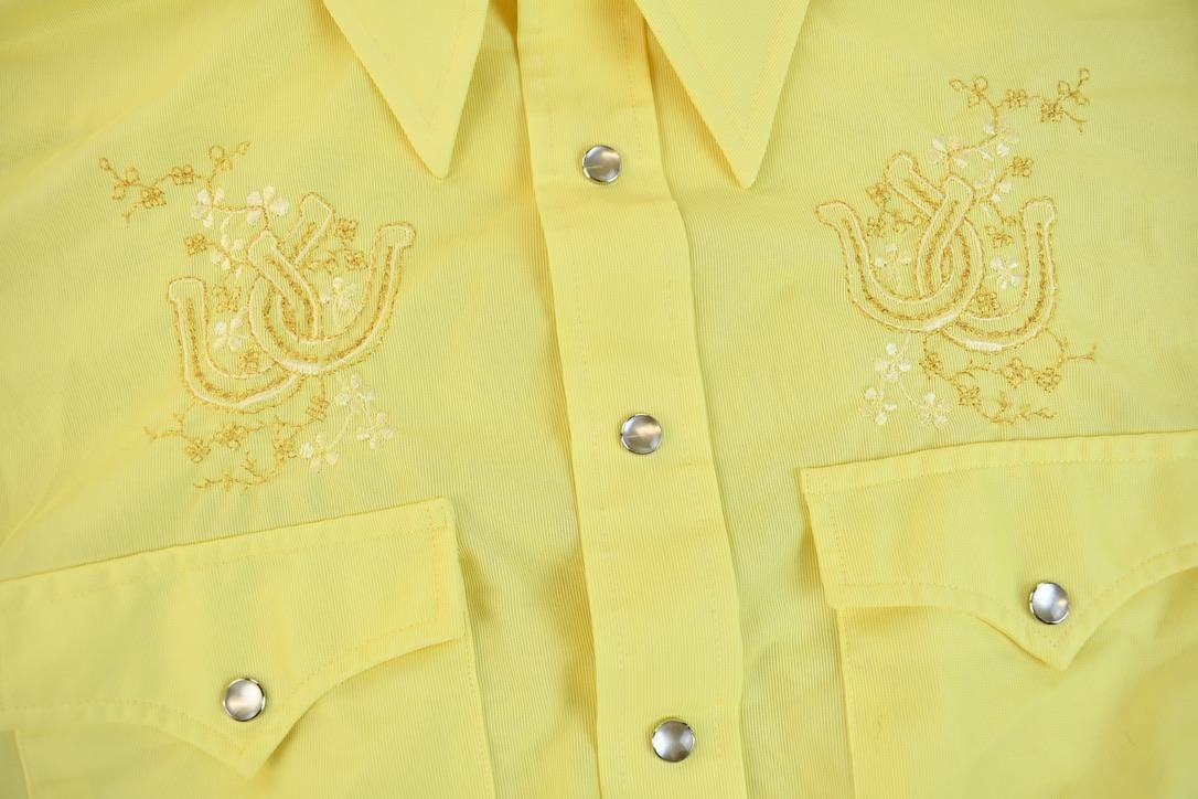 Vintage 1970s H BAR C California Ranch Wear Long Tail Button Up Shirt