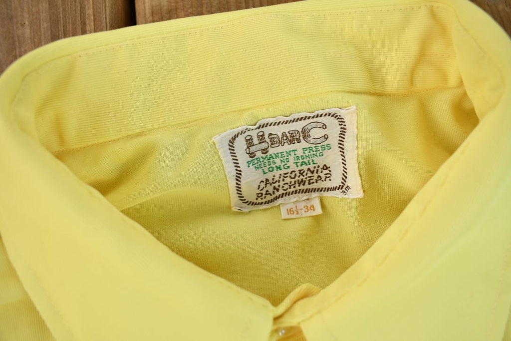 Vintage 1970s H BAR C California Ranch Wear Long Tail Button Up Shirt