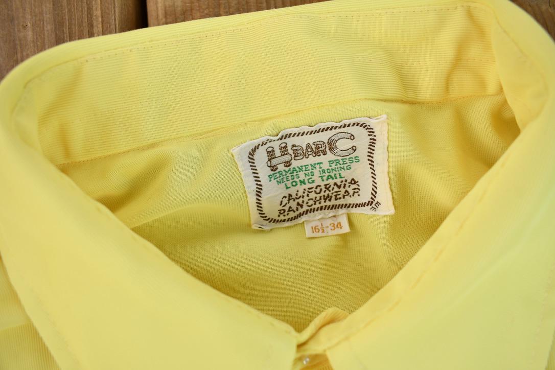 Vintage 1970s H BAR C California Ranch Wear Long Tail Button Up Shirt