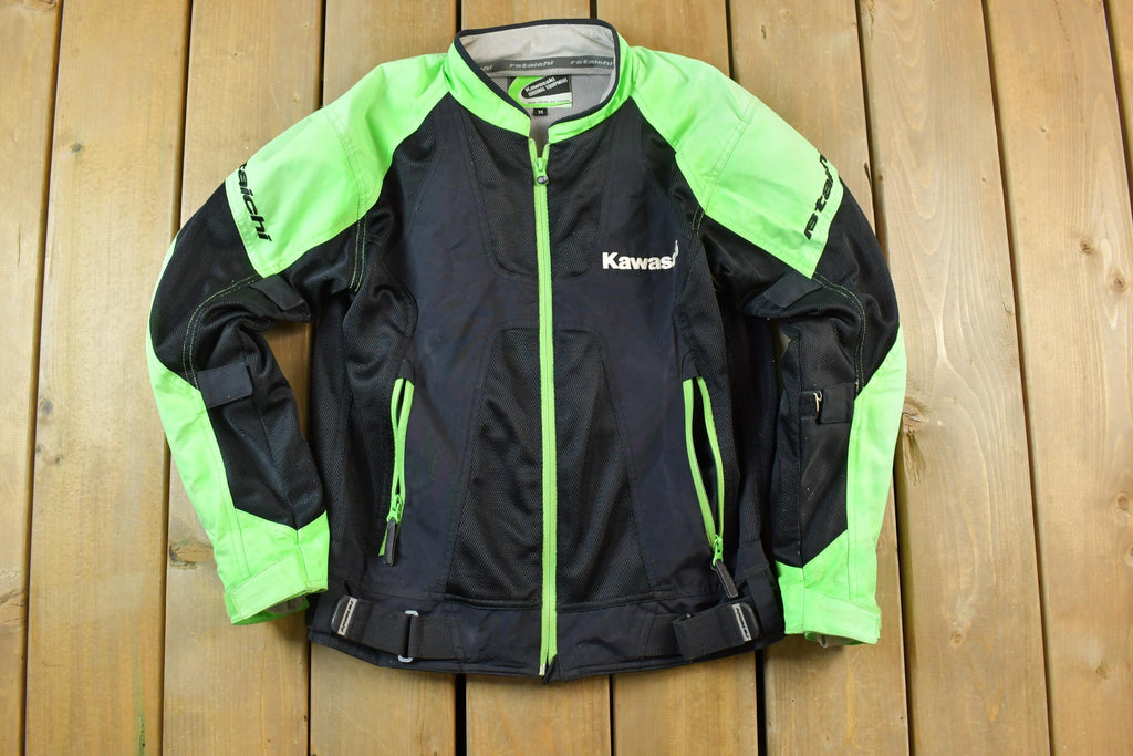 Vintage 1990s Kawasaki Racing Team Embroidered Neon Green Racing Jacket