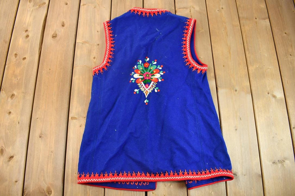 Vintage 1960s Hand Embroidered Floral Antique Vest