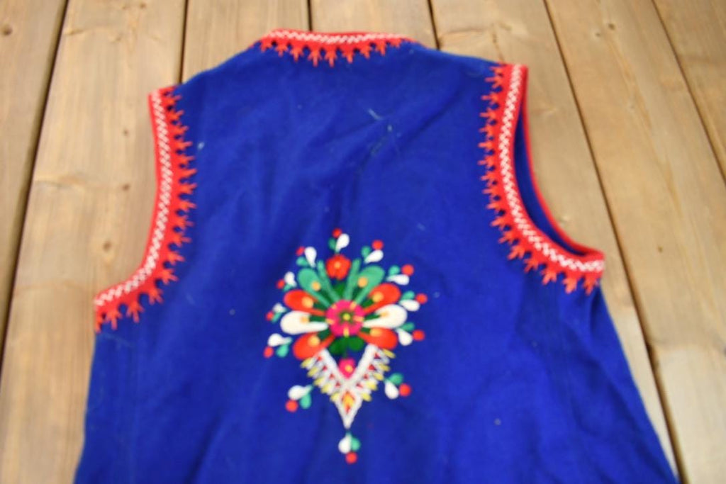 Vintage 1960s Hand Embroidered Floral Antique Vest