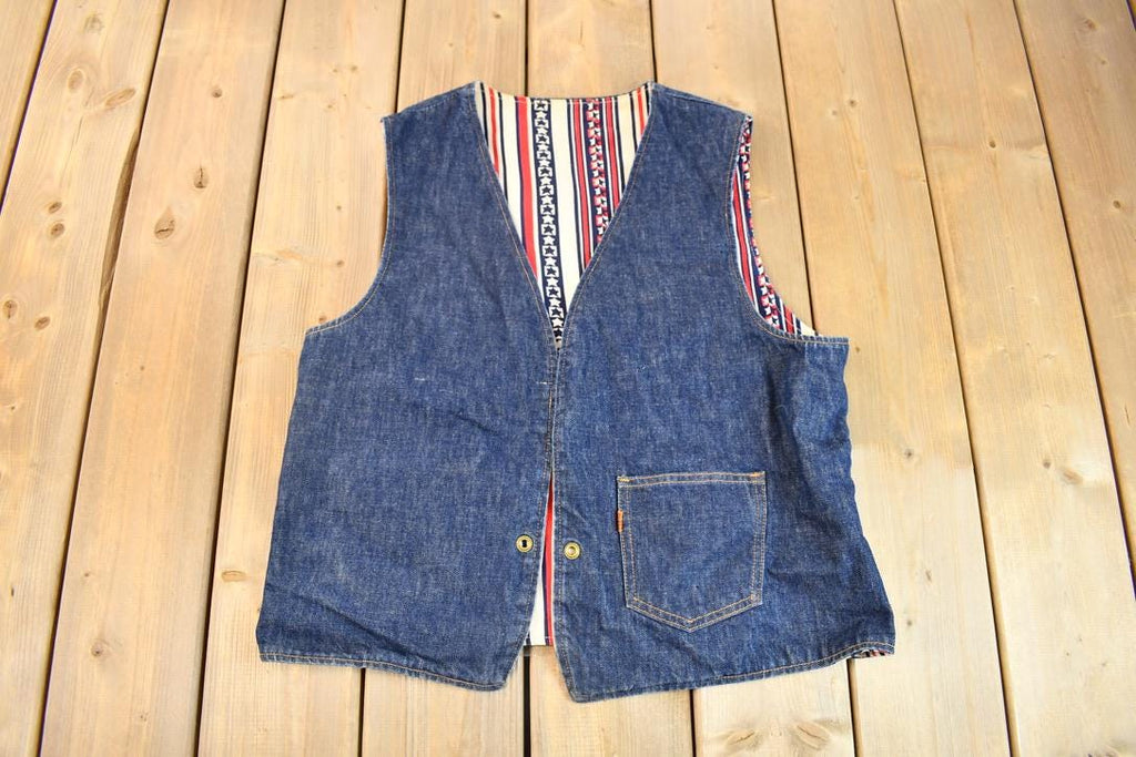 Vintage 1960s Big E Levis Reversible Jean Jacket Vest