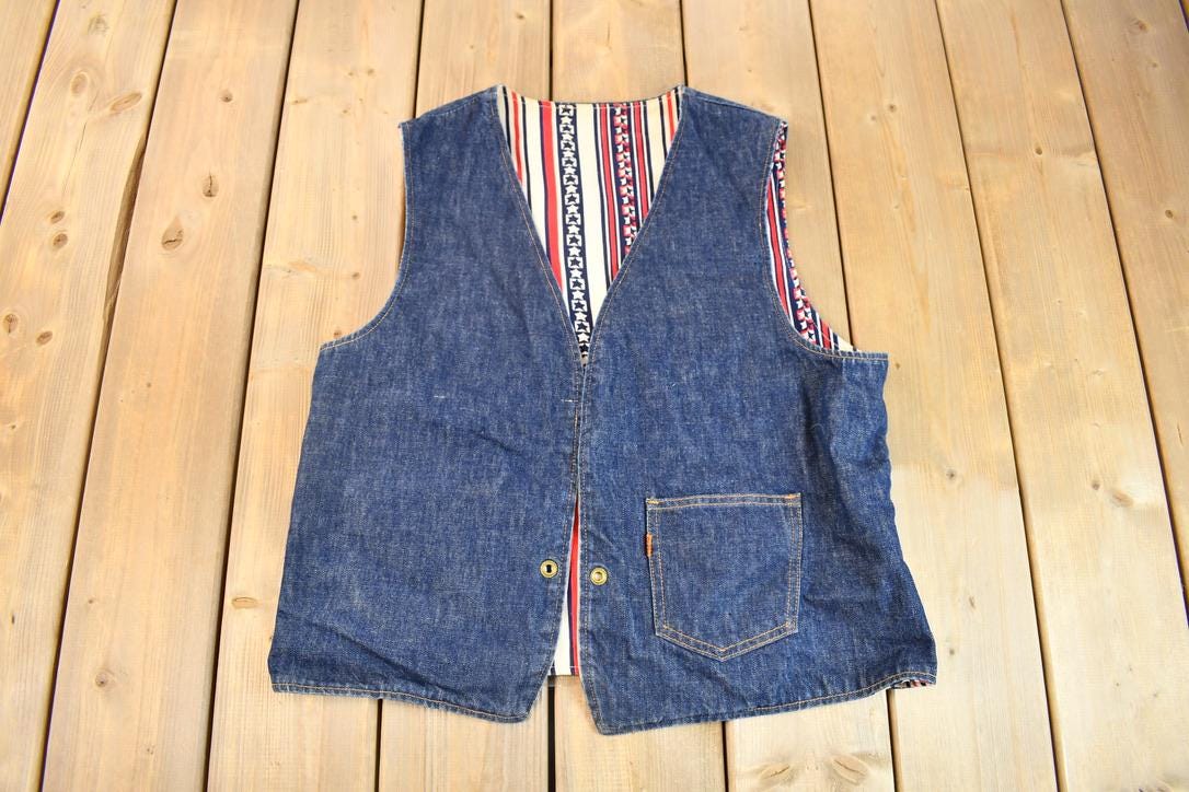 Vintage 1960s Big E Levis Reversible Jean Jacket Vest