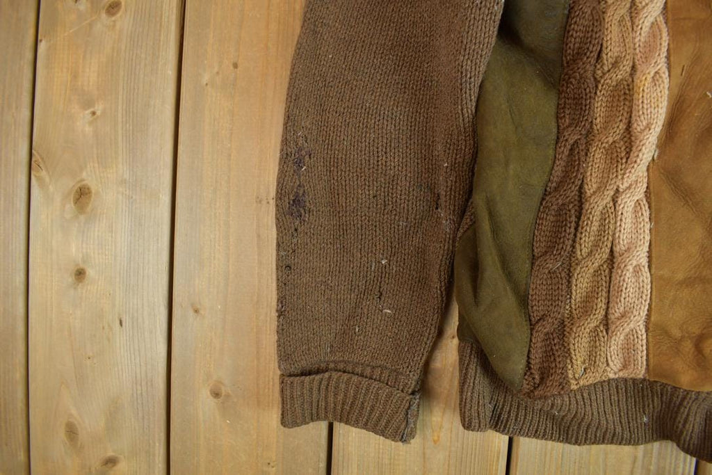 Vintage 1950s Wool 2 Ply Cable Knit Cardigan Sweater