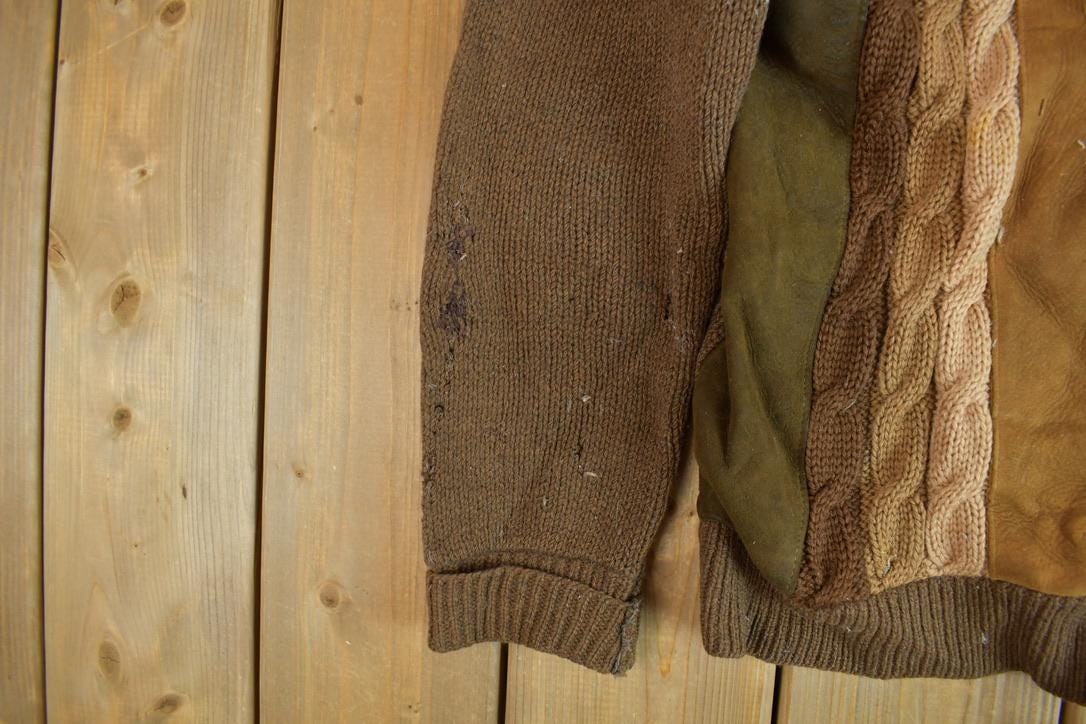 Vintage 1950s Wool 2 Ply Cable Knit Cardigan Sweater