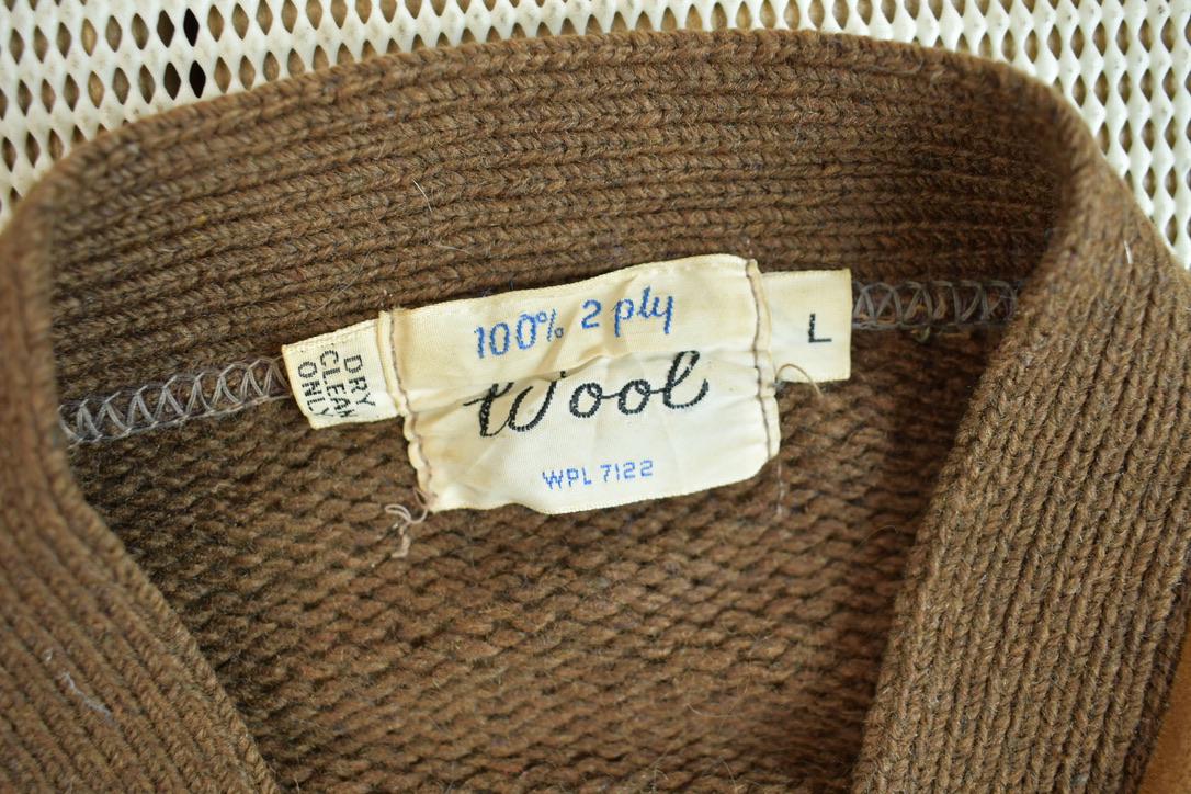 Vintage 1950s Wool 2 Ply Cable Knit Cardigan Sweater