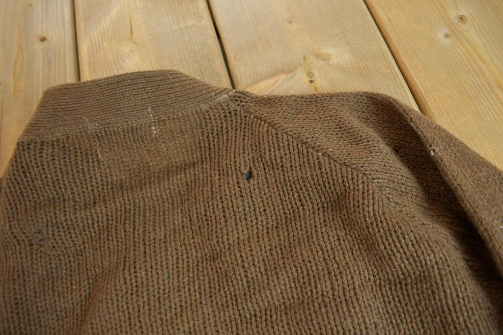 Vintage 1950s Wool 2 Ply Cable Knit Cardigan Sweater
