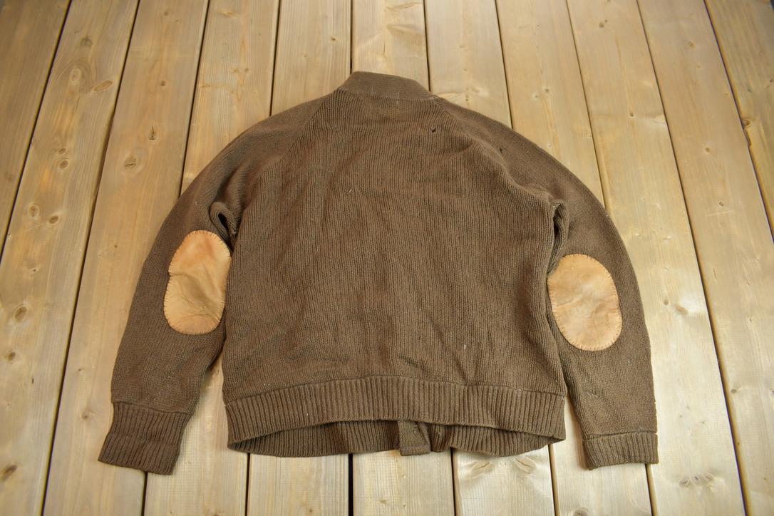 Vintage 1950s Wool 2 Ply Cable Knit Cardigan Sweater