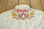 Vintage 1970s Coors Embroidered Western Style Long Tail Button Up Shirt