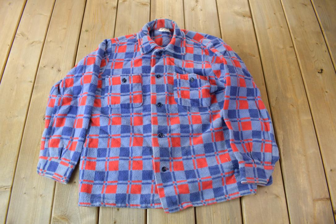 Vintage 1960s Champion Button Up Plaid Flannel Trucker Shirt