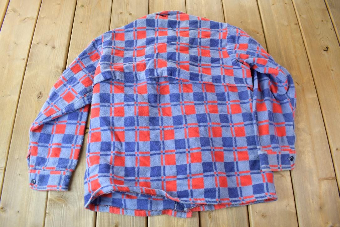 Vintage 1960s Champion Button Up Plaid Flannel Trucker Shirt