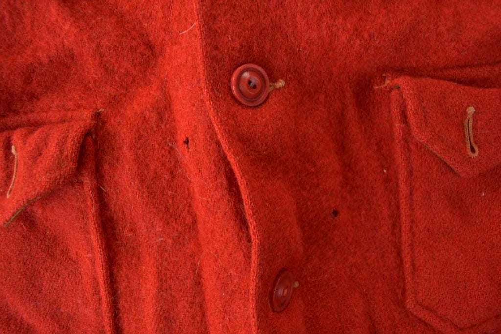 Vintage 1940s North Country Red Wool Button Up Shirt