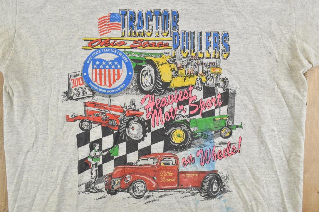 Vintage 1980s Ohio State Tractor Pullers Souvenir T-Shirt