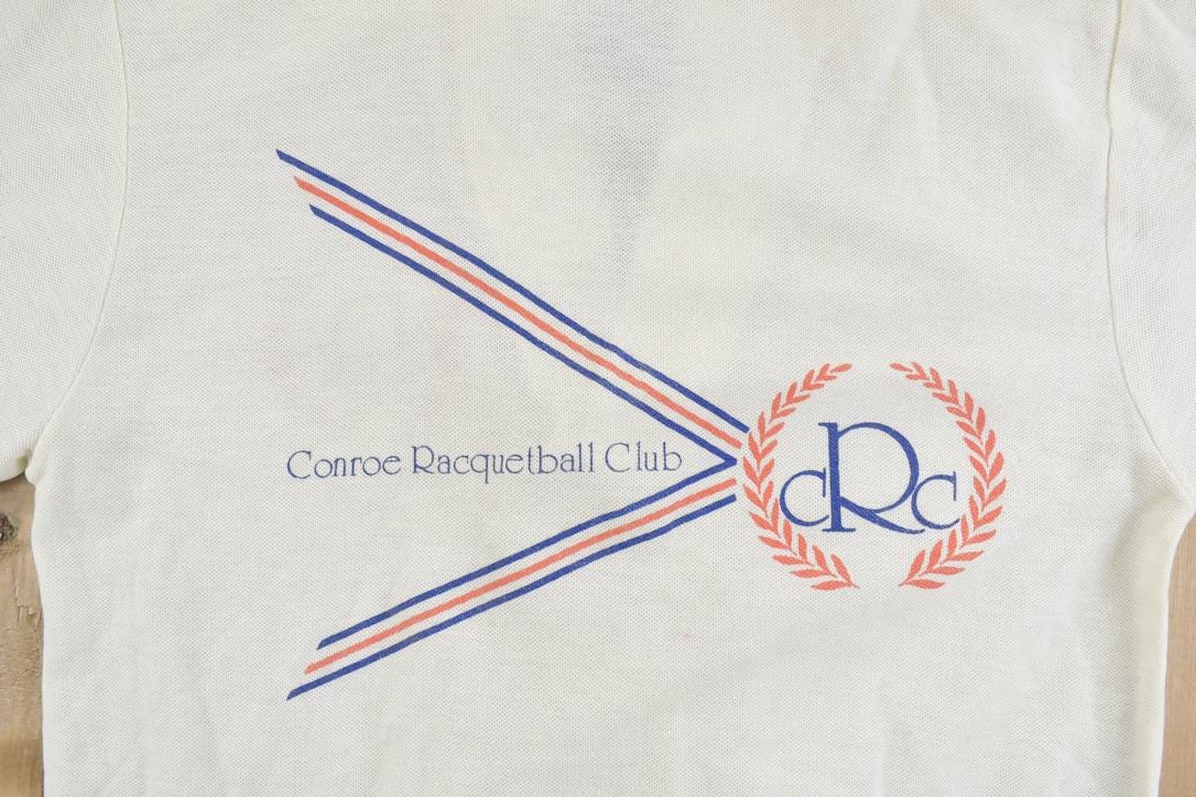 Vintage 1980s Conroe Racquetball Club Polo Souvenir T-Shirt