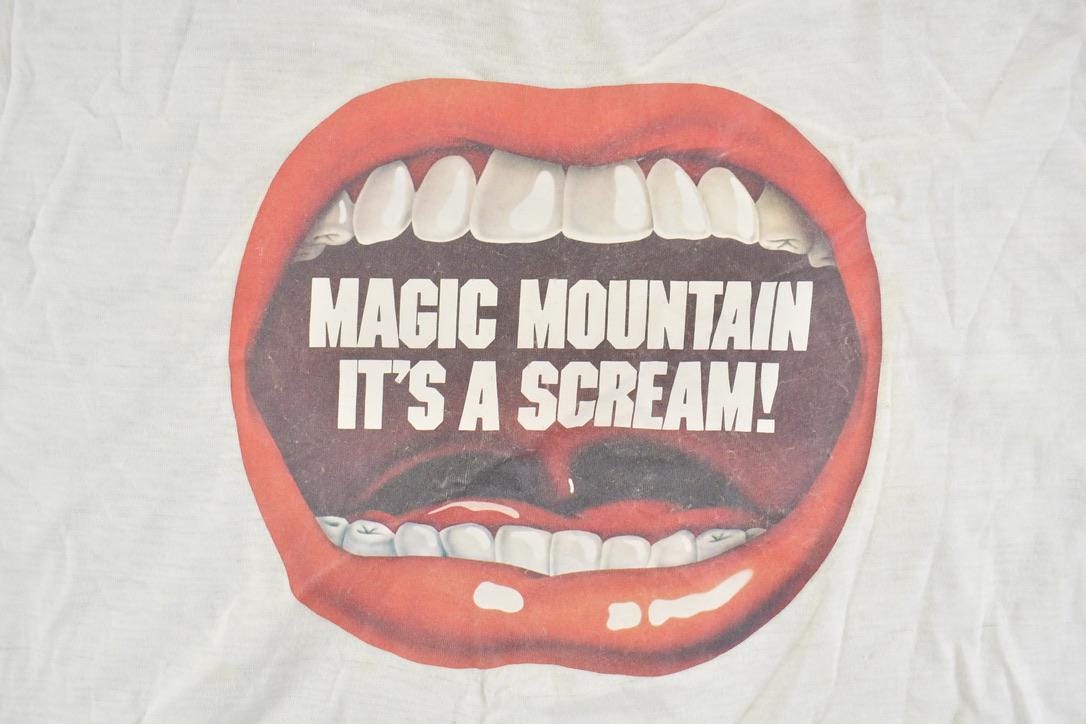 Vintage 1980s Magic Mountain It's A Scream Souvenir T-Shirt