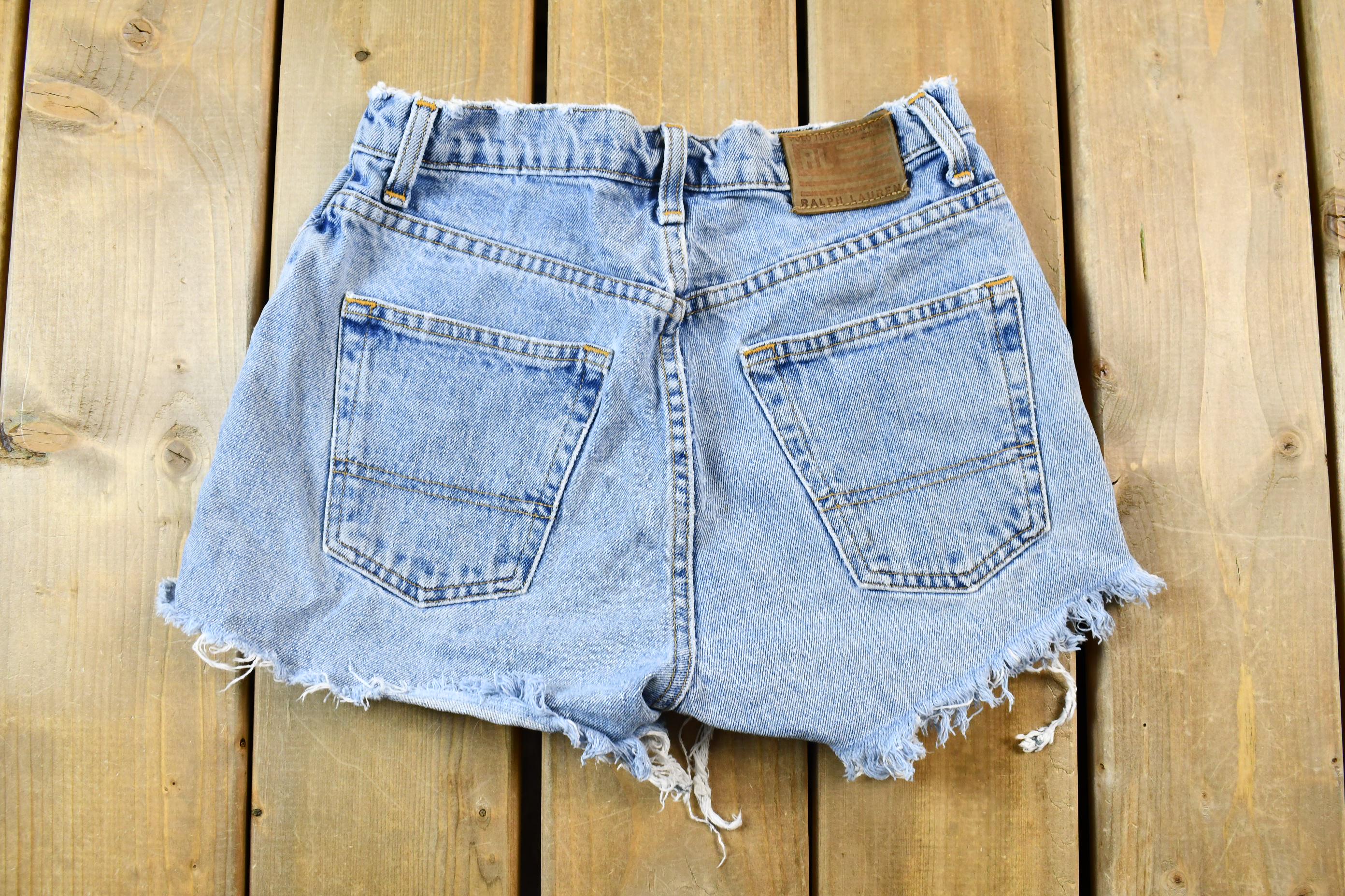 Vintage 1990s Light Wash Ralph Lauren Cutoff Jean Shorts Size 24 Waist