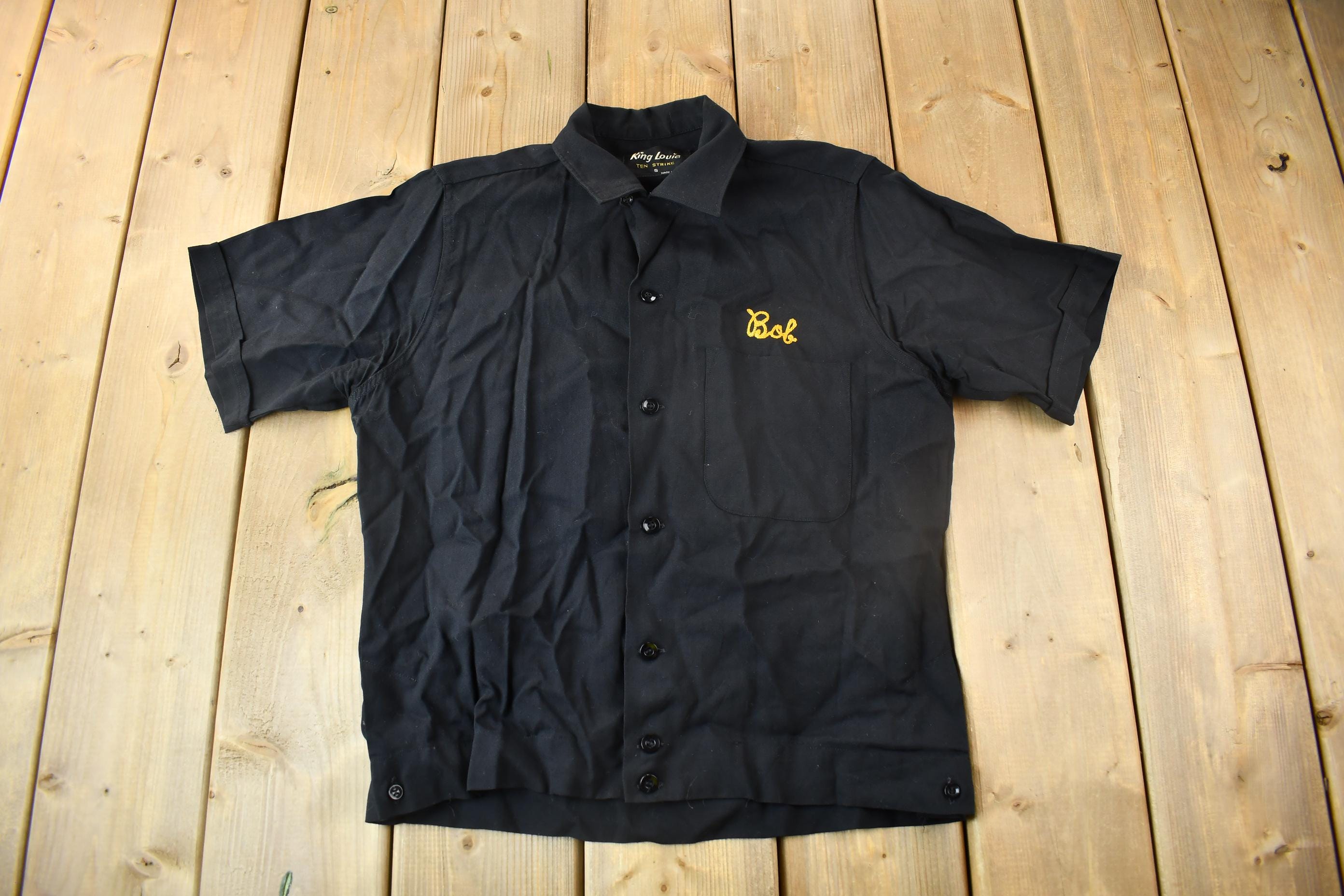 Vintage 1970s Continental Airlines King Louie Ten Strike Chain Stitched Bowling Shirt