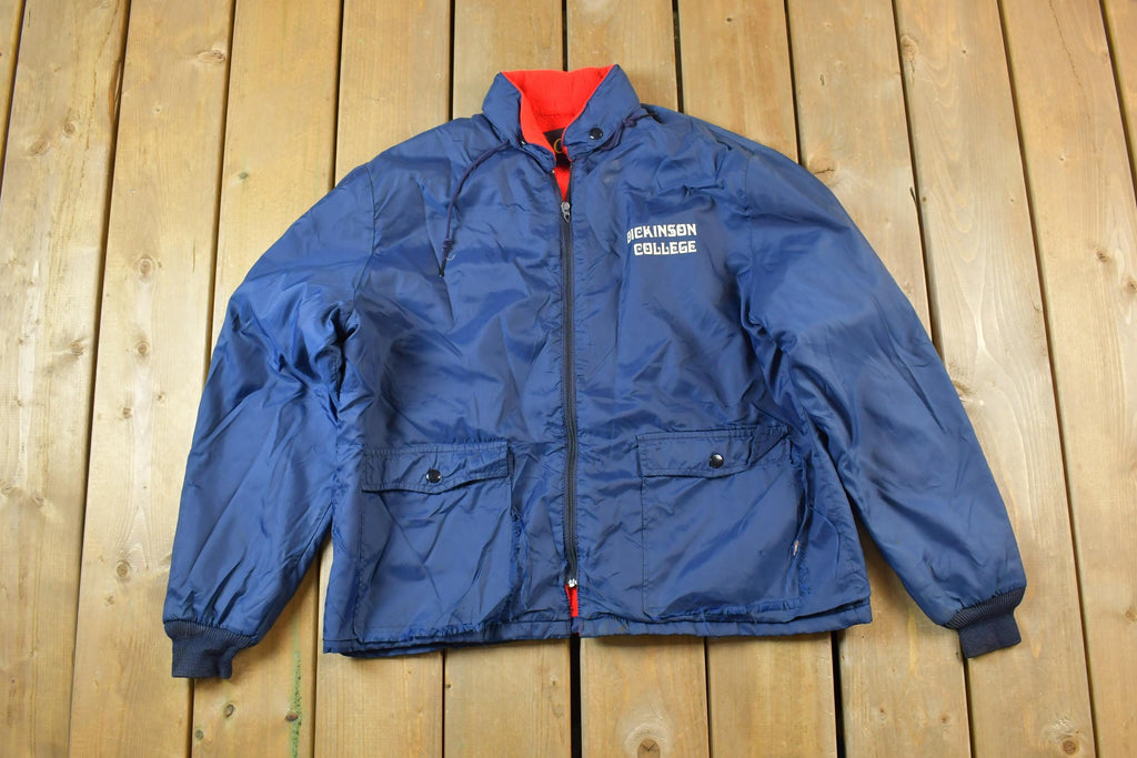 Vintage 1960s Champion Dickinson College Full Zip University NCAA Red Fleece Lined Jacket