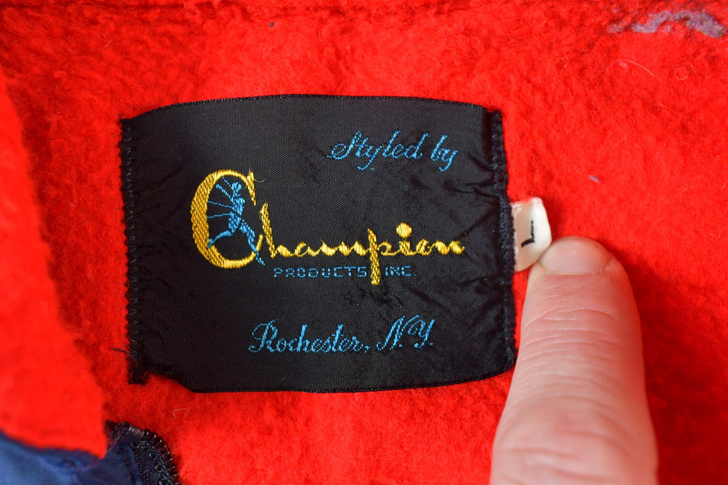 Vintage 1960s Champion Dickinson College Full Zip University NCAA Red Fleece Lined Jacket