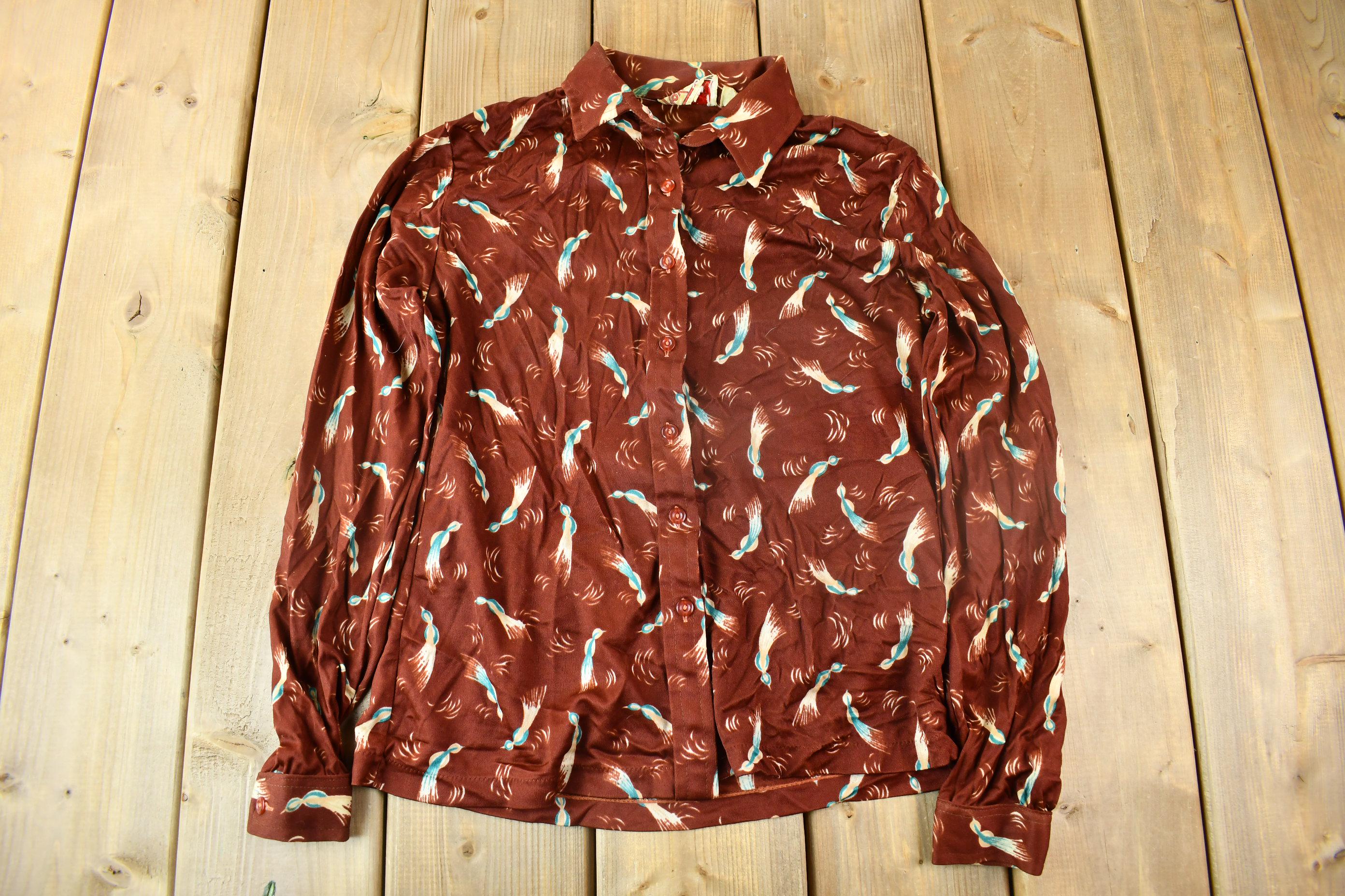 Vintage 1970s All Over Print Psychedelic StyleBlouse