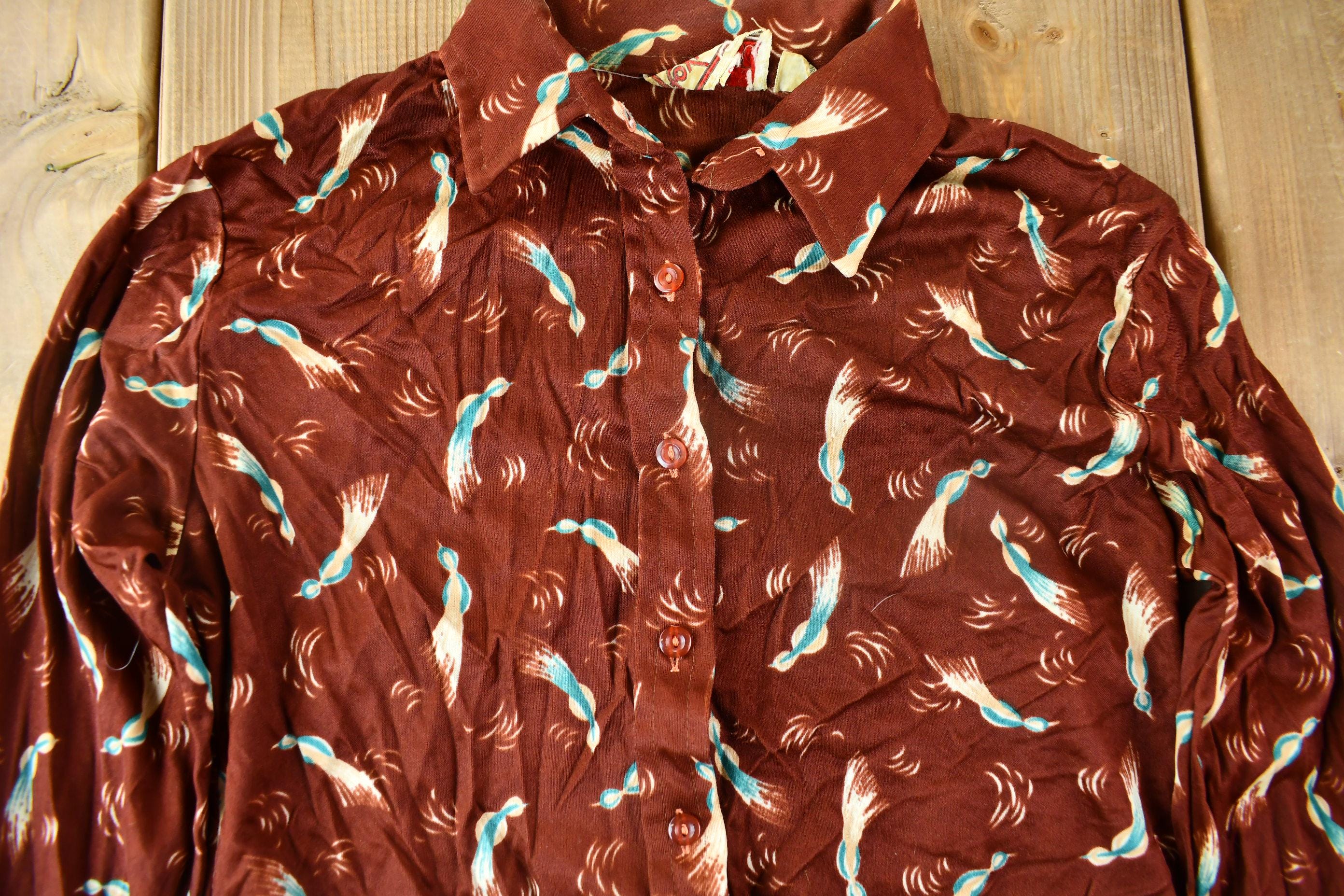 Vintage 1970s All Over Print Psychedelic StyleBlouse