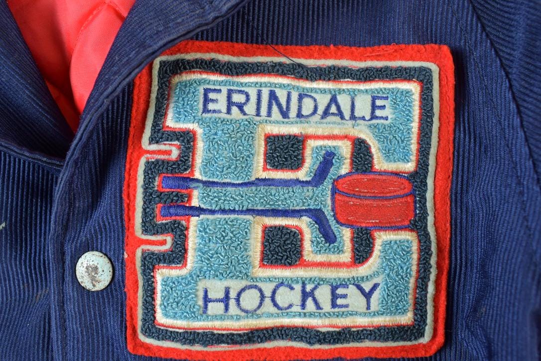 Vintage 1966 Youth Erindale Hockey Corduroy Button Varsity Zipper Lined Jacket Made In USA