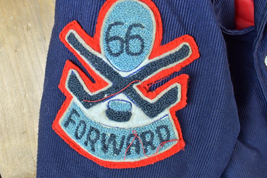 Vintage 1966 Youth Erindale Hockey Corduroy Button Varsity Zipper Lined Jacket Made In USA