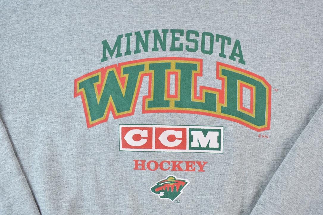Vintage 1990s Minnesota Wild NHL CCM Hockey Crewneck Sweatshirt