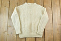 Vintage 1990s 100% Wool Cable Knit Crewneck Sweater
