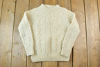 Vintage 1990s 100% Wool Cable Knit Crewneck Sweater