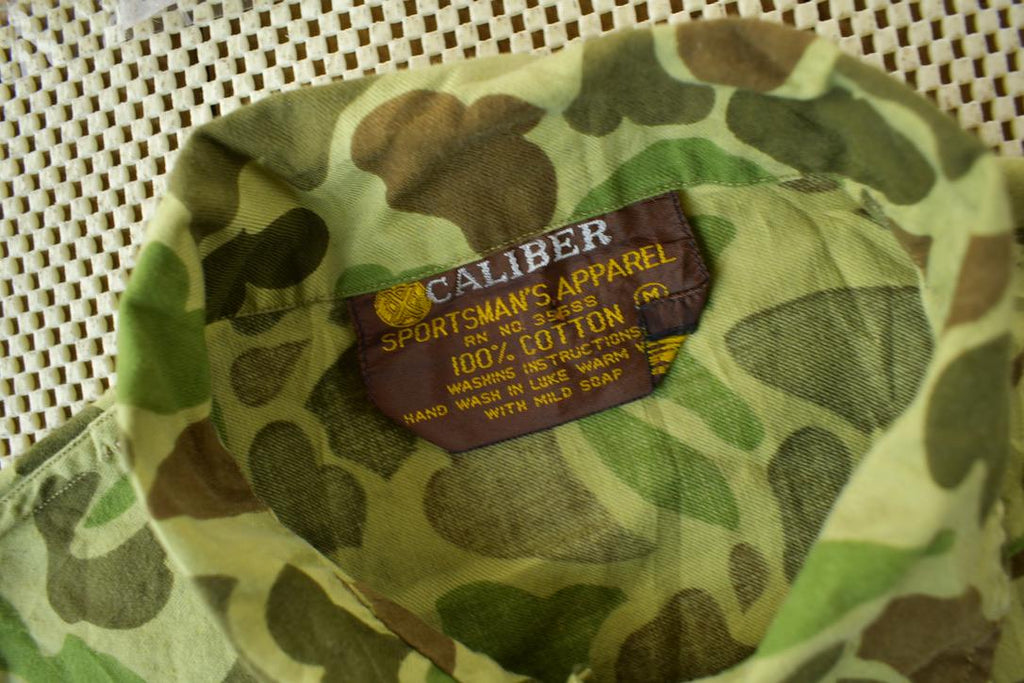 Vintage 1970s Caliber Duck Camo Button Up Shirt