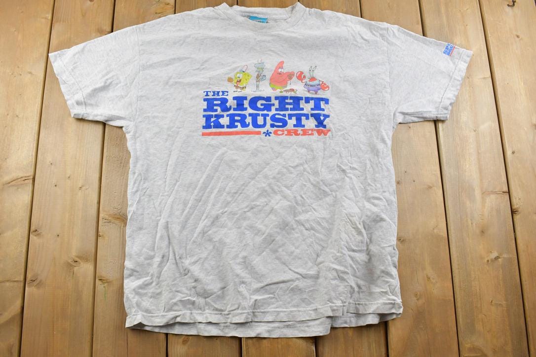 Vintage Y2K Spongebob The Right Krusty Crew Graphic T-Shirt