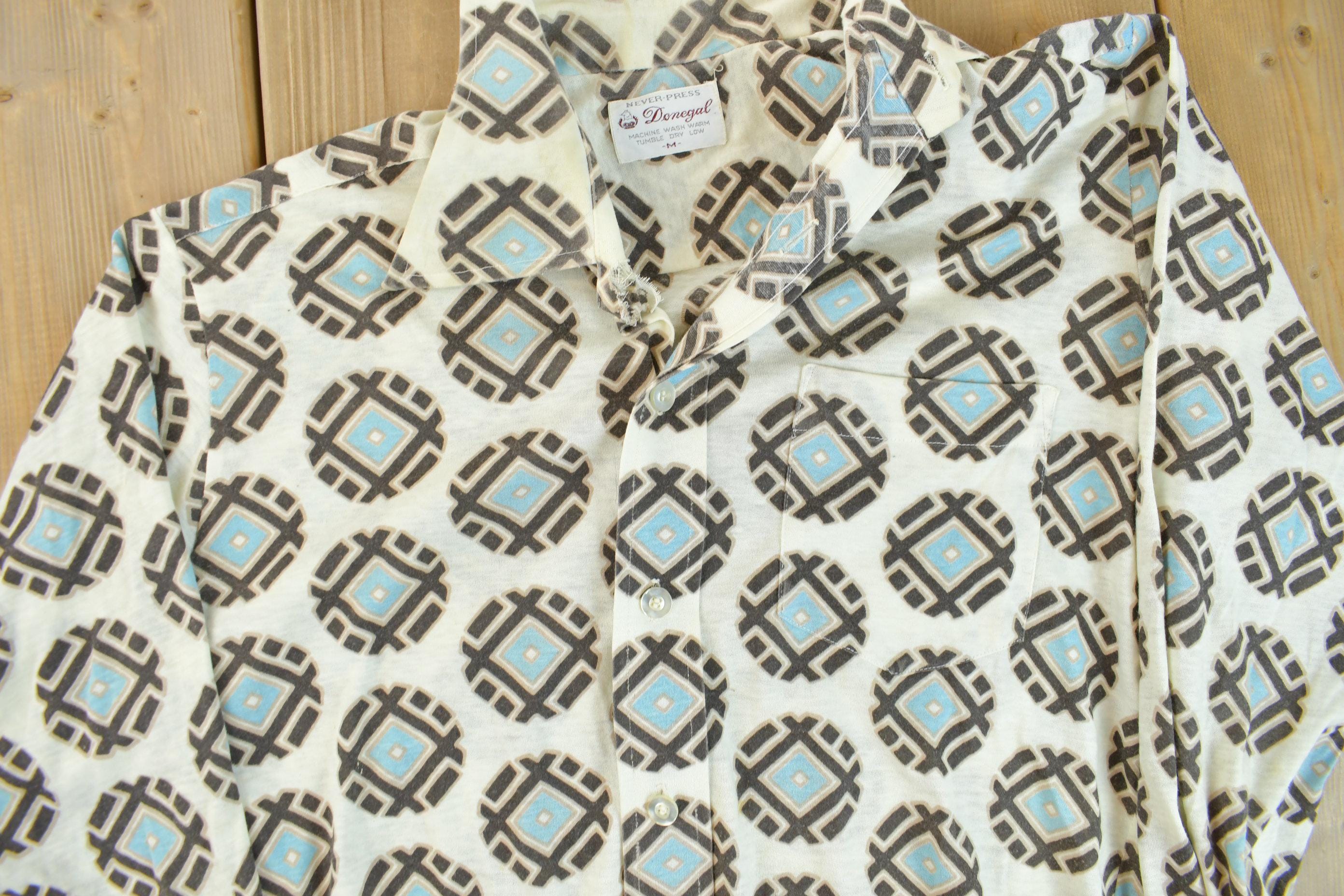 Vintage 1970s Donegal All Over Print Psychedelic Style Button-Up Shirt